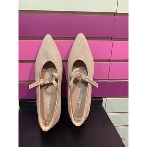 Vivaia Aria Mary Jane Beige Pointed Toe Knit Flats Women 40.5 9.5 Eco Friendly